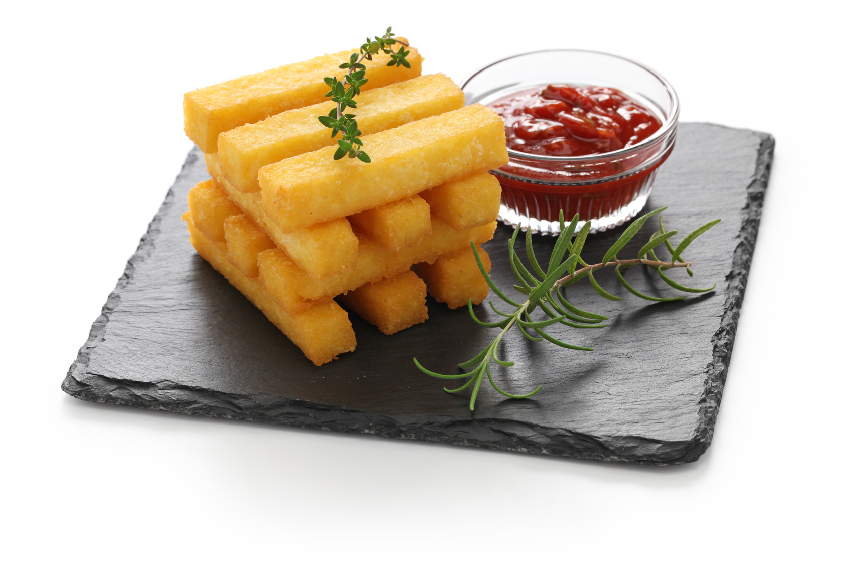 fried polenta with dipping sauce